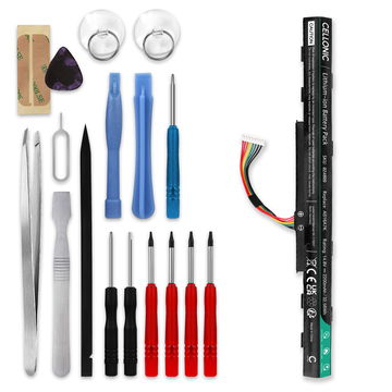 Battery for Acer Aspire E5-573G, E5-475G, E5-523G, E5-553G, E5-575G, E5-774G, AS16A5K, AS16A8K 14.8V 2200mAh + Tool-kit from CELLONIC