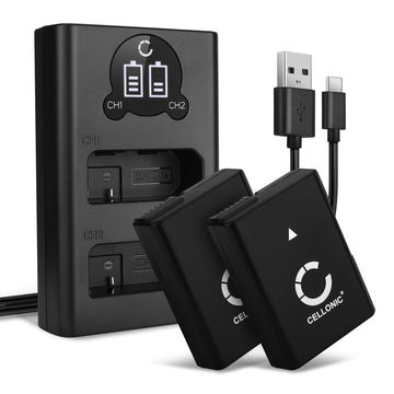 2x accu voor Nikon D3500 D3300 D3100 D3200 D5100 D5300 D5600 - 1050mAh + Dubbele Oplader MH-24 - vervangende Accu & Oplader voor Camera