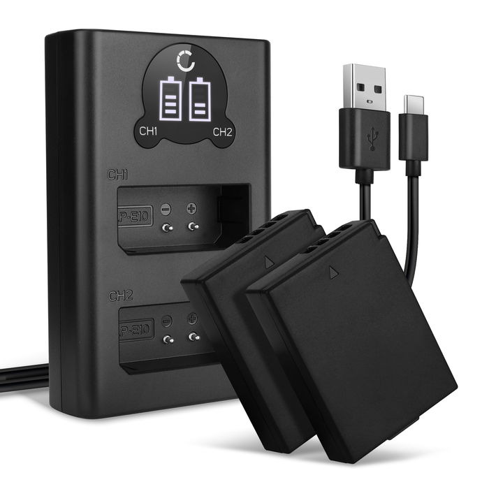 2x Canon EOS 4000D Accu Batterij + Dubbele Oplader 1020mAh van CELLONIC