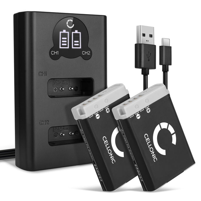 2x Canon PowerShot SX740 HS Accu Batterij + Dubbele Oplader 1010mAh van CELLONIC