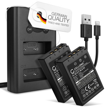 2x BLS-50 Battery for Olympus OM-D E-M10 Mark III II E-M5 Mark III Pen E-PL9 E-PL1 PL10 PL2 E-PL8 E-PM1 900mAh BLS-5 Battery Replacement + USB LCD Dual Charger