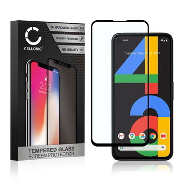 Vervangende screenprotector compatibel met Google Pixel 4A 4G smartphone (3D Full Cover, 9H, 0,33mm, Full Glue)