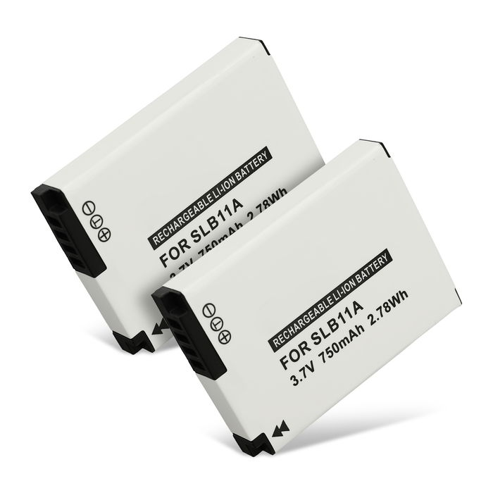 2x EA-SLB11A SLB-11A Battery for Samsung WB100 WB5000 WB550 WB600 WB2000 EX1 PL50 PL55 PL65 L200 L100 ES60 ES55 ST1000 TL240 CL5 750mAh Camera Battery Replacement
