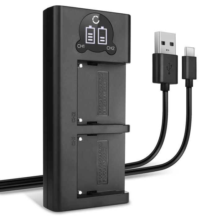 USB Dubbele Oplader voor Sony NP-FM30 - Snelle en Slimme Lader, Laadkabel Voeding USB Kabel