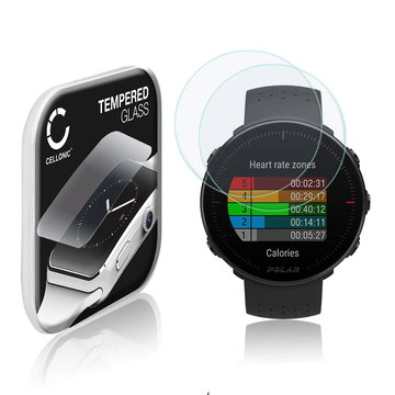 2x Screenprotector compatibel met Polar Vantage M smartwatch (2.5D, 9H, 0,33mm, Full Glue) fitness