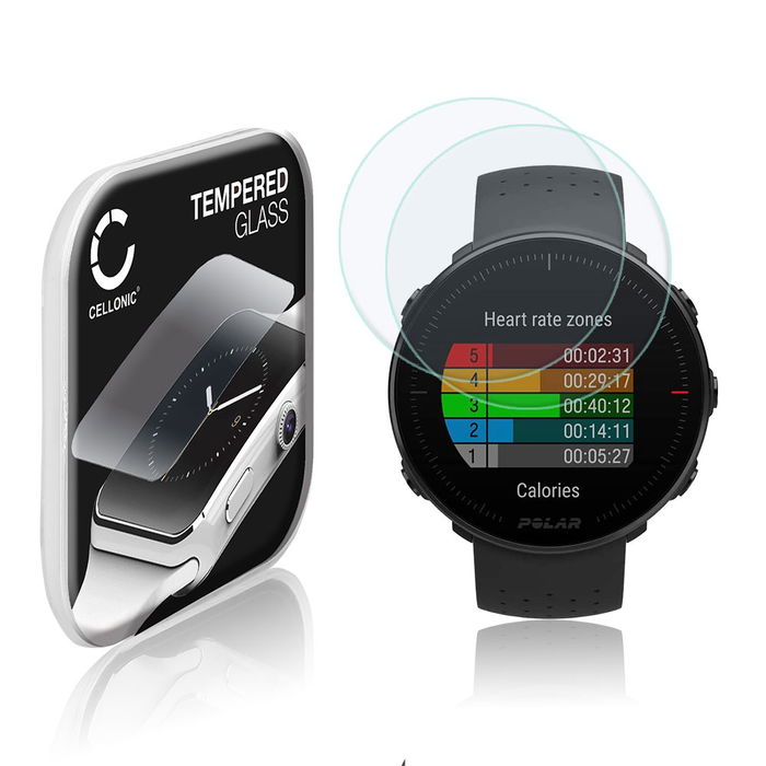 2x Screenprotector compatibel met Polar Vantage M smartwatch (2.5D, 9H, 0,33mm, Full Glue) fitness