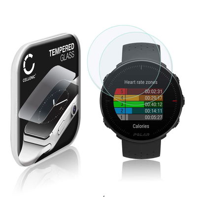 2x Screenprotector compatibel met Polar Vantage M smartwatch (2.5D, 9H, 0,33mm, Full Glue) fitness