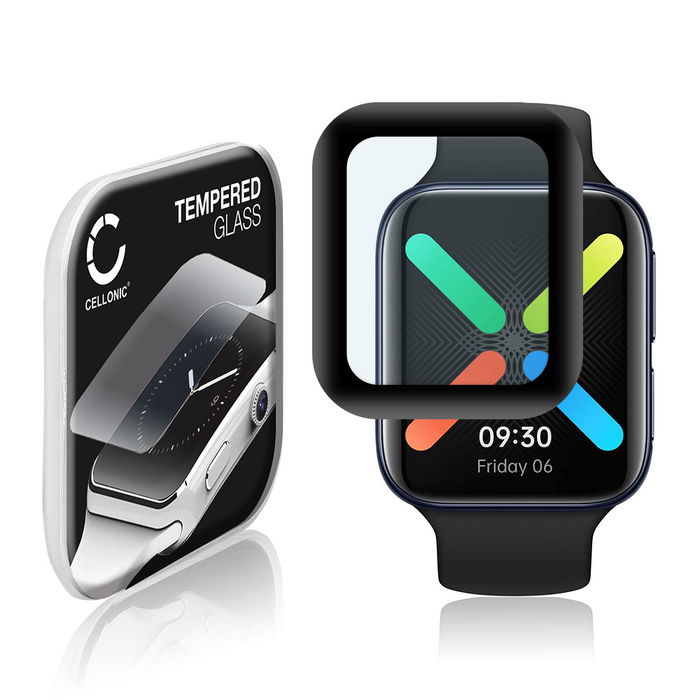 CELLONIC Screen Protector for Oppo Watch - 41mm Fitness Tracker Smart Watch Face Protector - 3D Full Cover 0,33mm Full Glue 9H Tempered Glass Display Cover Black