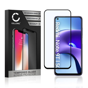 Vervangende screenprotector compatibel met Xiaomi Redmi Note 9T 5G smartphone (3D Full Cover, 9H, 0,33mm, Full Glue)