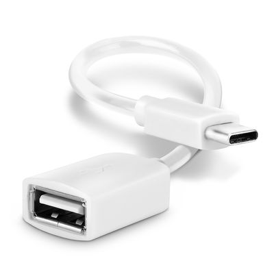 USB OTG-kabel voor TCL 10 5G, 10 Pro, 10L, 20 Pro 5G, 20L, 20L Plus, Plex - OTG-adapter USB C Type C stekker naar USB A aansluiting - connector on-the-go adapterkabel wit