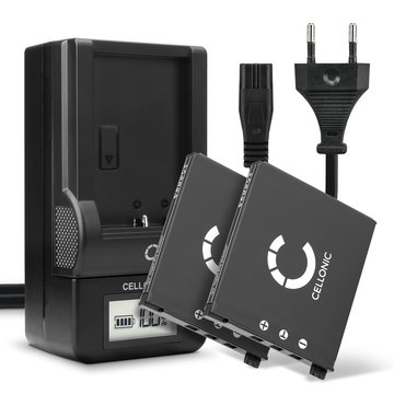 2x NP-60 Camera Battery + Charger Set for Casio Exilim EX-S10, -S12, EX-Z80, -Z85, EX-Z90, EX-FS10, EX-Z19, EX-Z20 720mAh Replacement Battery BC-60L LCD Smart Charger