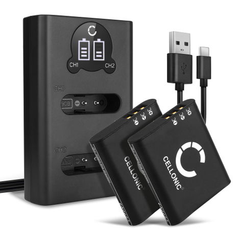 2x Battery for Ricoh GR III, IIIx; G900; G900SE; WG-6 DB-110 (1100mAh, 3.6V) + Dual Charger from CELLONIC