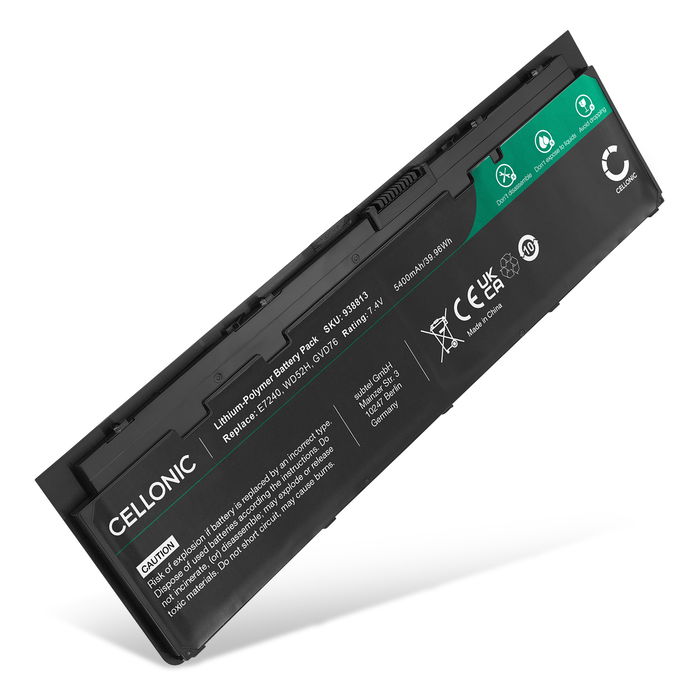 Batterij voor Dell Latitude E7240, Latitude E7250, Latitude 12 7000, WD52H, GVD76, HJ8KP Laptop - 5400mAh 7.4V 