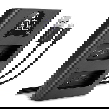 USB-dual lader (BCN-1) voor Olympus OM-D E-M1 OM-D E-M5 Mark II Pen E-P5 Pen-F + 1m + USB Kabel van CELLONIC