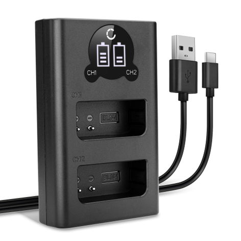 Dubbele acculader voor Olympus OM-D E-M1, E-M5 Mark II, E-M5 – BCN-1 + USB Kabel van CELLONIC