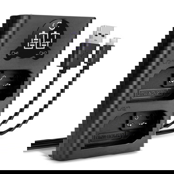 USB-dual lader (DMW-BLK22) voor Panasonic Lumix DC-GH5 II DC-GH6 DC-S5 G9 GH5S + 1m + USB Kabel van CELLONIC