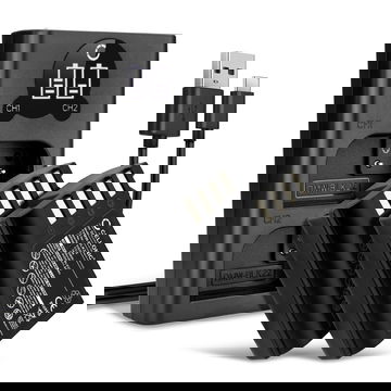 2x DMW-BLK22 accu voor Panasonic Lumix DC-GH5 II DC-GH6 DC-S5 G9 GH5 GH5S - 1600mAh + Dubbele Oplader DMW-BTC15 vervangende accu voor camera