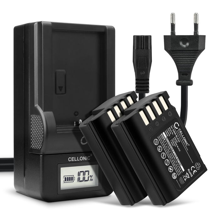 2x Batterij voor Panasonic Lumix G9 GH5 II GH5S DC-GH5 II DC-GH6 DC-S5 II DC-S5 IIX DC-G9 II DMW-BLK22 Accu (2250mAh, 7.4V) + Oplader van CELLONIC