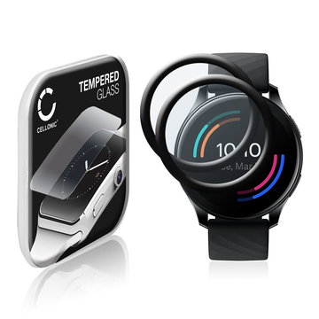 2x Screenprotector compatibel met OnePlus Watch smartwatch (3D Full Cover, 9H, 0,33mm, Full Glue) fitness