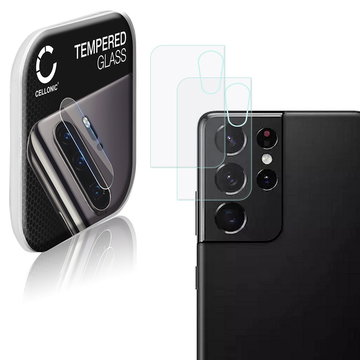 2x Screenprotector compatibel met Samsung Galaxy S21 Ultra (SM-G998) smartphone (Beschermende cover voor cameralens, 9H, 0,33mm, Full Glue)