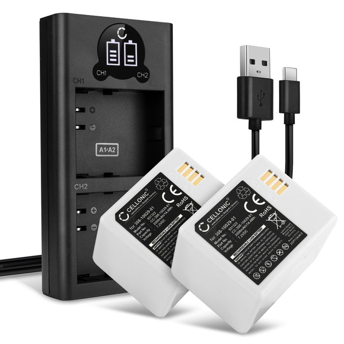 2x Arlo A-1 Accu Batterij + Dubbele Oplader 2000mAh van CELLONIC