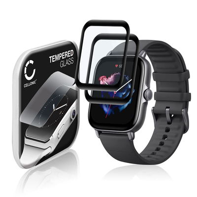 2x Displaybeschermglas Amazfit GTS 3 (3D Full Cover, 9H, 0,33mm, Full Glue) Tempered Glass