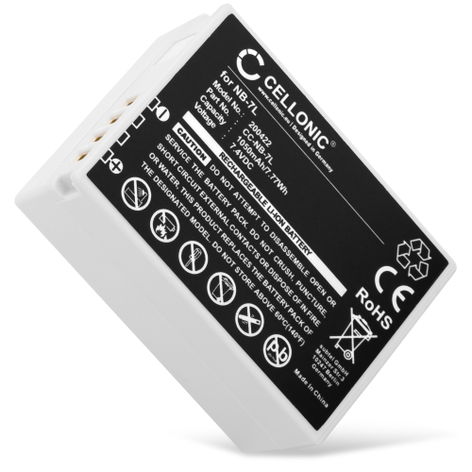Batterij voor Kompatibel mit Canon PowerShot G12 PowerShot G11 PowerShot G10 PowerShot SX30 IS NB-7L Accu (1050mAh, 7.4V) van CELLONIC