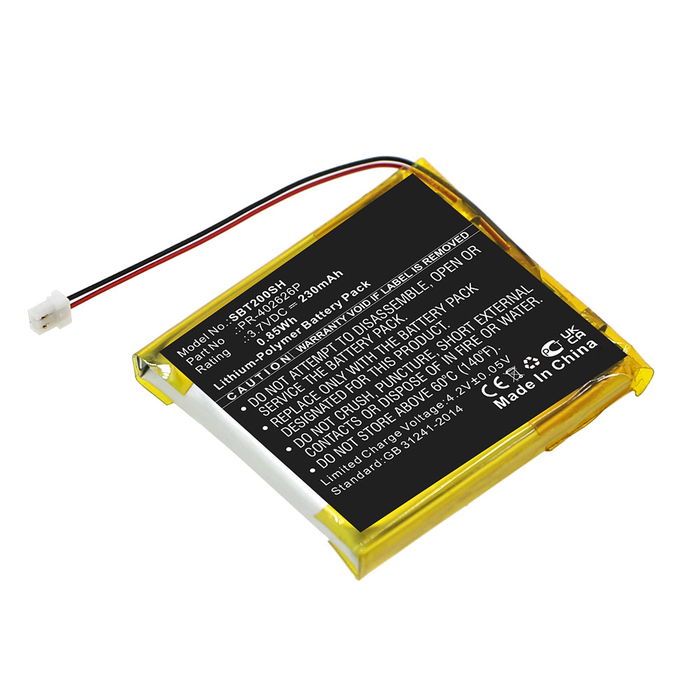 Batterij compatibel met Suunto Spartan Trainer Wrist HR - PR-402626P 230mAh vervangende accu reservebatterij extra energie