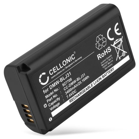 Batterij voor Panasonic Lumix DC-S1 Lumix DC-S1H Lumix DC-S1R Lumix S1 Lumix S1H Lumix S1R DMW-BLJ31 Accu (3400mAh, 7.4V) van CELLONIC