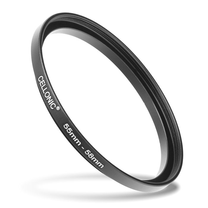 CELLONIC® 55mm to 58mm Step Up Ring – Lens Filter & Hood Stepping Up Adapter Ring Mount Adapter for Canon, Nikon, Sony, Fuji, Olympus Camera Lenses