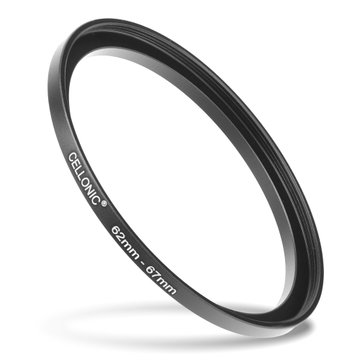 62mm - 67mm Step Up Ring Camera Filter Adapter for Canon, Nikon, Sony, FujiFilm, Olympus Lenses from CELLONIC