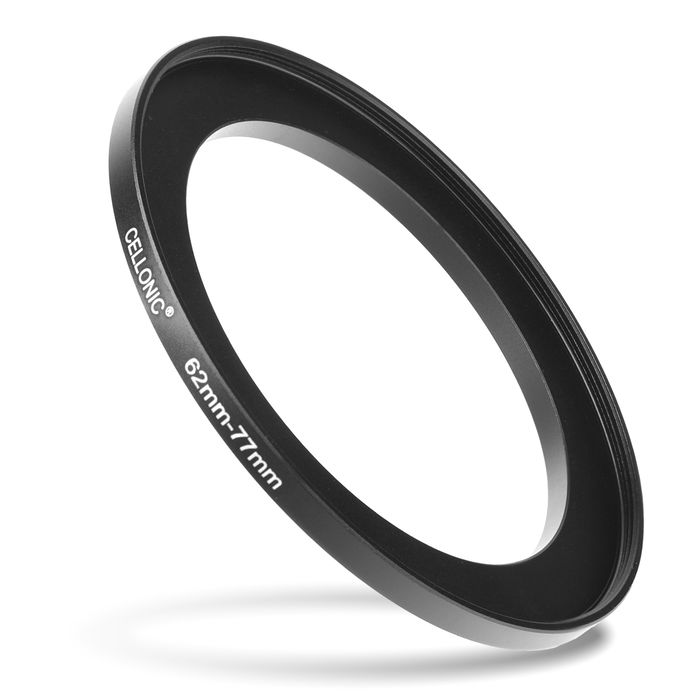 CELLONIC® 62mm to 77mm Step Up Ring – Lens Filter & Hood Stepping Up Adapter Ring Mount Adapter for Canon, Nikon, Sony, Fuji, Olympus Camera Lenses