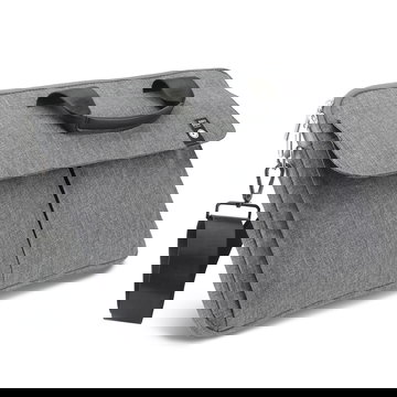 Laptoptas met schouderband - universele beschermende laptoptas voor laptops van 14,1"-15,4" met meerdere vakken voor werk, school, kantoor, onderweg - grijs