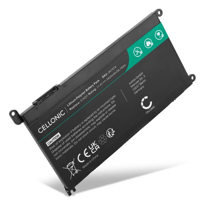 Battery for Dell Chromebook 11, 11 3180, 11 3181, 11 3100 11.4V 3400mAh from CELLONIC