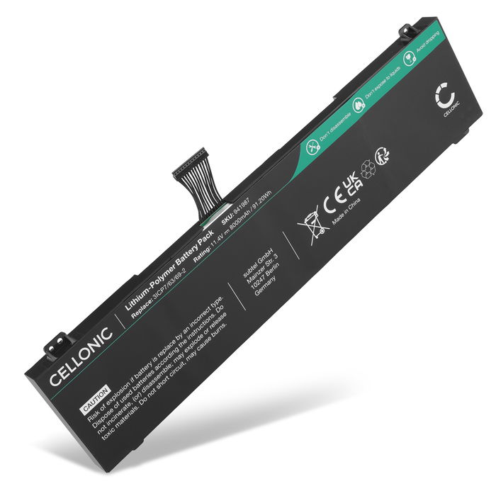 Batterij voor Schenker XMG Fusion 15 XFU15L19, 3ICP7/63/69-2, GKIDT-00-13-3S2P-0 Laptop - 8000mAh 11.4V 
