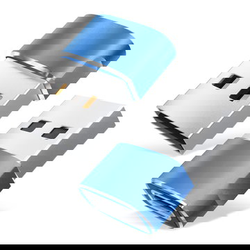 2x USBC USB Adapter - Verloopstuk van USB-C (female) naar USB-A (male) met connector voor laden en snelle gegevensoverdracht voor iPhone, iPad, Galaxy, Huawei, telefoon, tablet en laptop - Blauw