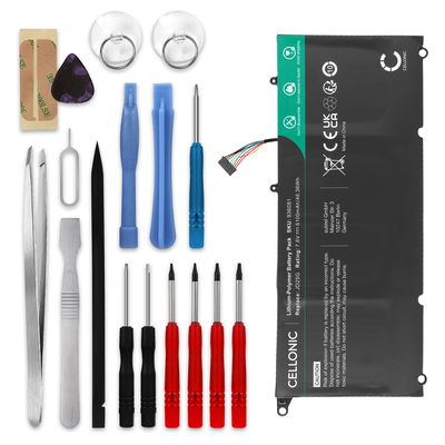 Batterij voor Dell XPS 13 9350, XPS 13 9343, XPS 13D-9343 + Werkzeug-Set Laptop - 6100mAh 7.6V + Schroevendraaier-set