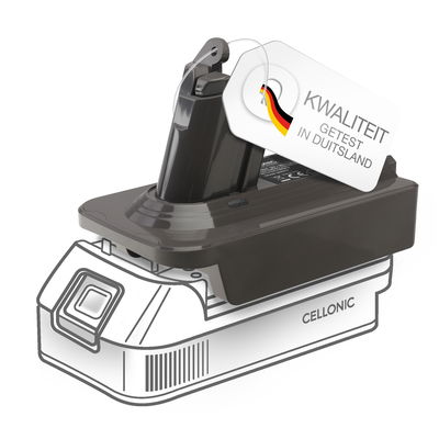 DeWalt 18V-20V of Milwaukee 18V naar Dyson V6-serie accu-adapter - MT18V6 converter voor Dyson stofzuigers van CELLONIC