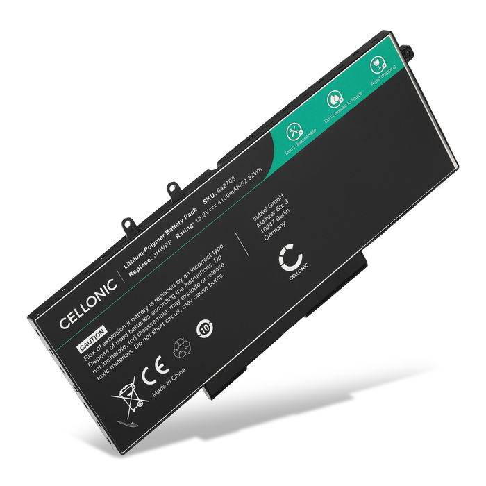 Battery for Dell Latitude 5410, 5510, 5401, Precision 3551, 3541, 3550, Vostro 5410, 3HWPP, 3PCVM, 401D9 15.2V 4100mAh from CELLONIC