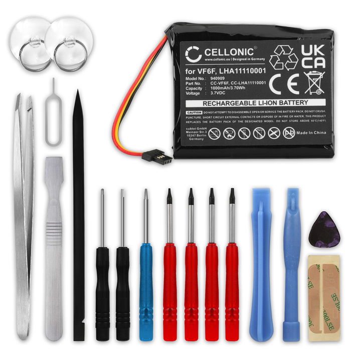 Batterij voor TomTom Start 52 Europe Traffic Start 52 52 Lite 1000mAh + Gereedschapsset 17dlg van CELLONIC