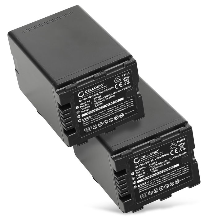 2x Batterij voor Panasonic HC-X929 HDC-TM900 HDC-SD900 HDC-SD800 HDC-SD909 HDC-HS900 HC-X810 3300mAh van CELLONIC