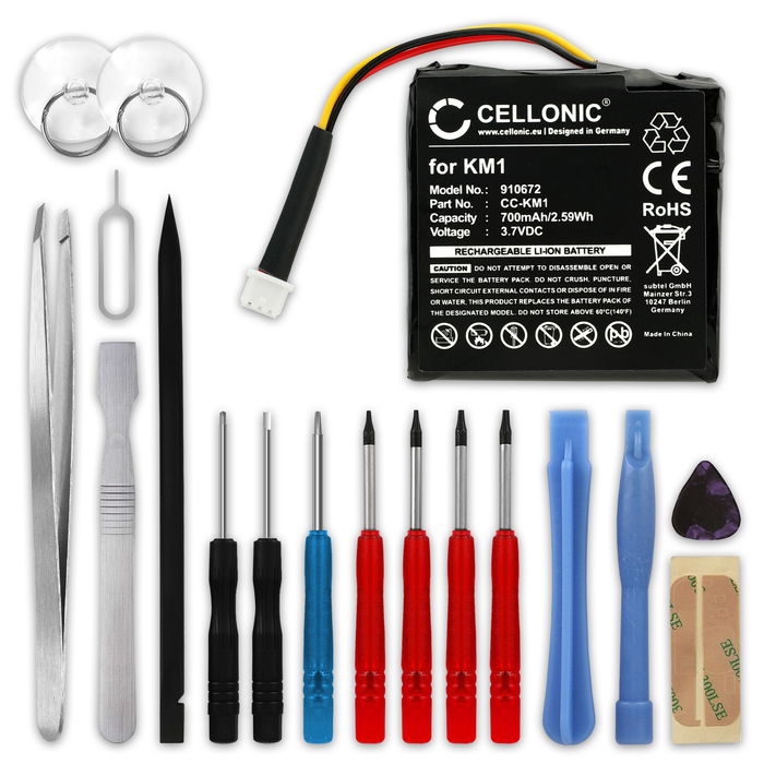 Batterij voor TomTom Via 130 Via LIVE 120 Via 125 Via 120 700mAh + Gereedschapsset 17dlg van subtel