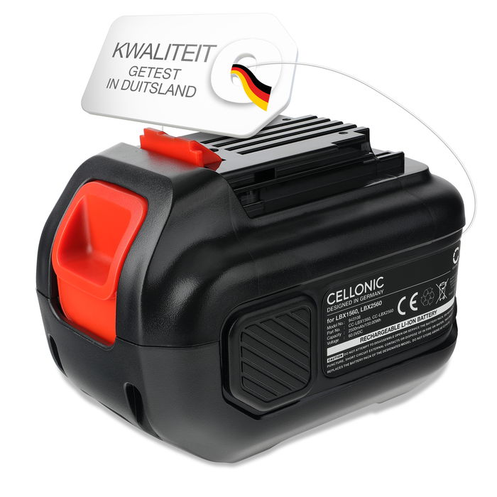 Batterij voor Black & Decker 60V MAX Blower, 60V MAX trimmer, CM2060C, LHT360, LHT360C, LHT360CFF 60V 2500mAh Li Ion van CELLONIC