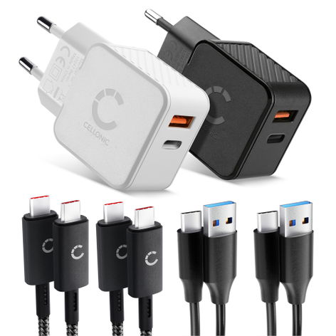 2x Netlader USB-C (Type-C), 5V / 9V / 12V, 20W – CELLONIC