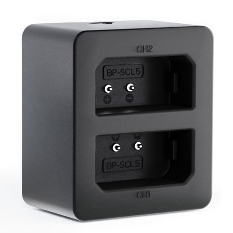 Dubbele acculader LC-SCL5 voor Leica M10 Monochrom; M10-P; M10-R – LC-SCL5 + USB Kabel van CELLONIC