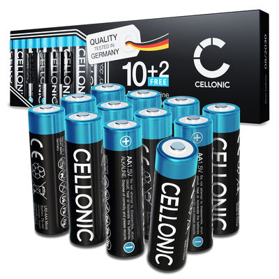 12-pack CELLONIC 1.5V Alkaline AA-batterijen – 2900mAh LR6, AM3, Mignon, MN1500 wegwerpbatterijen voor afstandsbedieningen, speelgoed, zaklampen, klokken & meer