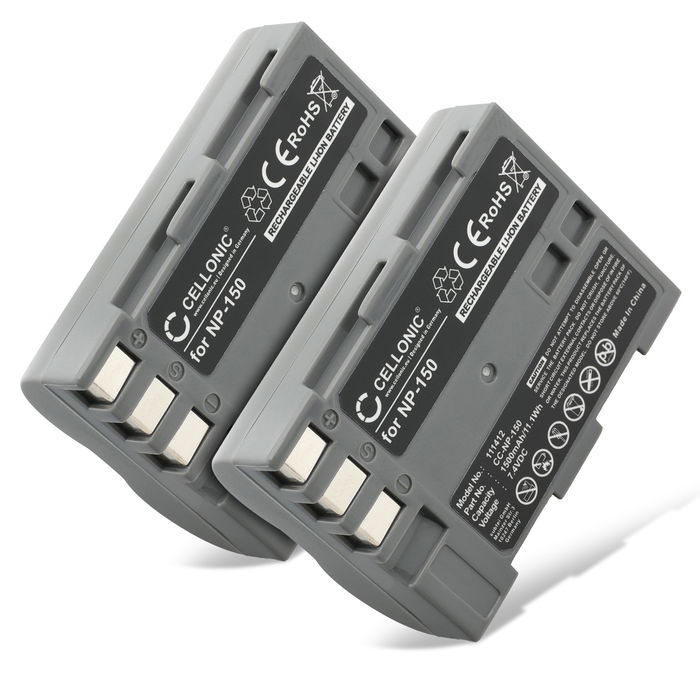 2x Batterij voor Fuji FinePix A205S, FinePix A205S Zoom, FinePix S5 Pro NP-150 Accu (1500mAh, 7.4V) van CELLONIC