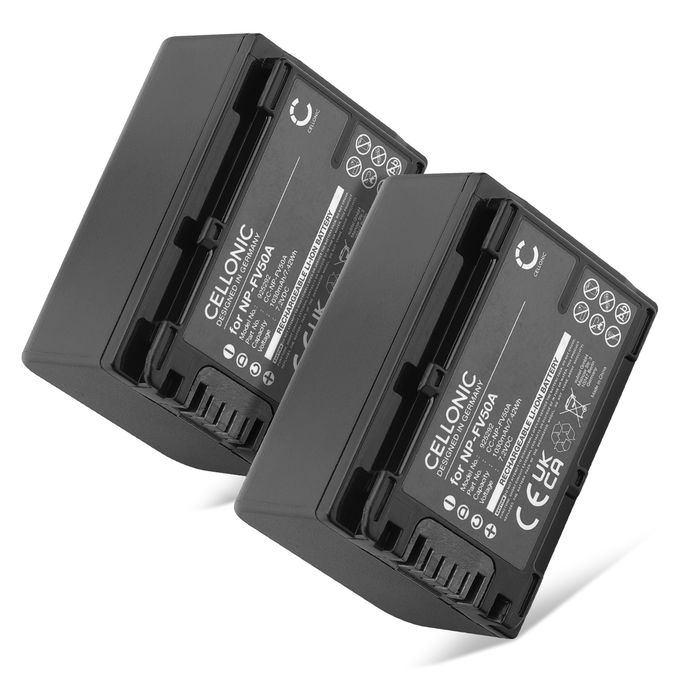 2x Batterij voor Sony AX33 AX100 CX625 CX250 CX260 CX270 AXP33 PJ620 PJ810 PJ200 NP-FV70A NP-FV50A NP-FV30 NP-FV90 NP-FV100A Accu (1030mAh, 7.4V) van CELLONIC
