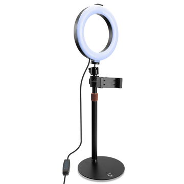 Ringlamp - 3000K-6500K met Statief, Smartphonehouder, 10 standen dimbaar, USB van CELLONIC