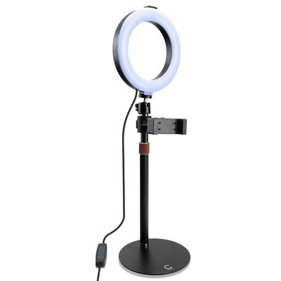 Ringlamp - 3000K-6500K met Statief, Smartphonehouder, 10 standen dimbaar, USB van CELLONIC